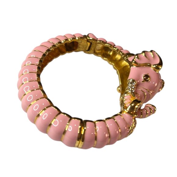 KENNETH LANE KJL Most Adorable Pink Elephant Enamel Turquoise Bangle Bracelet - Picture 4 of 7